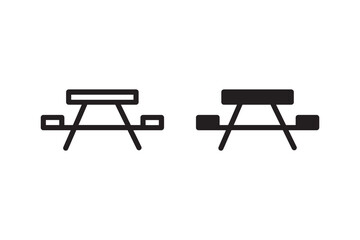 Picnic table icon comparison vector graphic Vector