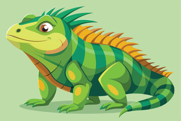 illustration of a green iguana in a semi-realistic cartoon style.