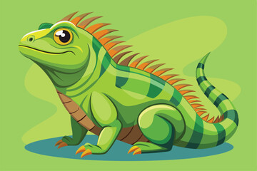 illustration of a green iguana in a semi-realistic cartoon style.