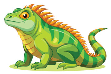 illustration of a green iguana in a semi-realistic cartoon style.