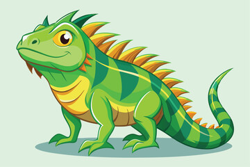 illustration of a green iguana in a semi-realistic cartoon style.