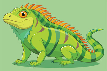 illustration of a green iguana in a semi-realistic cartoon style.