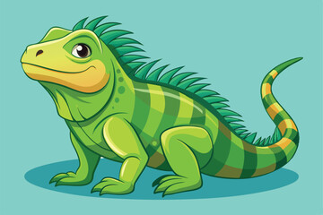 illustration of a green iguana in a semi-realistic cartoon style.