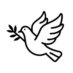 Dove peace vector illustration, bird peace symbol, dove with olive branch, peace dove graphic icon vector