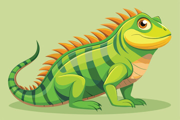 illustration of a green iguana in a semi-realistic cartoon style.