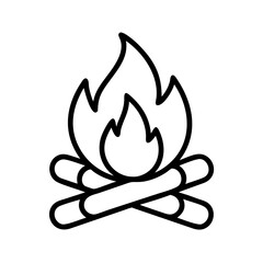 Campfire bonfire flame fire wood outdoor camping burning heat warm light danger illustration, vector