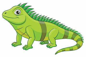 illustration of a green iguana in a semi-realistic cartoon style.