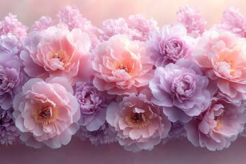 Delicate pastel blossoms in soft focus display a spring arrangement.