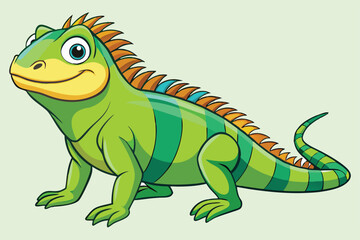 illustration of a green iguana in a semi-realistic cartoon style.