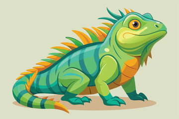 illustration of a green iguana in a semi-realistic cartoon style.