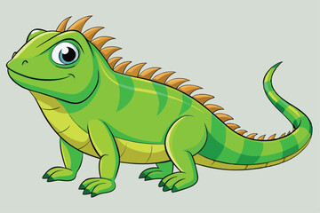 illustration of a green iguana in a semi-realistic cartoon style.