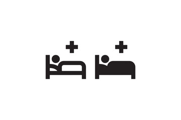 Hospital bed medical icon in black and white Vector