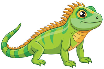illustration of a green iguana in a semi-realistic cartoon style.