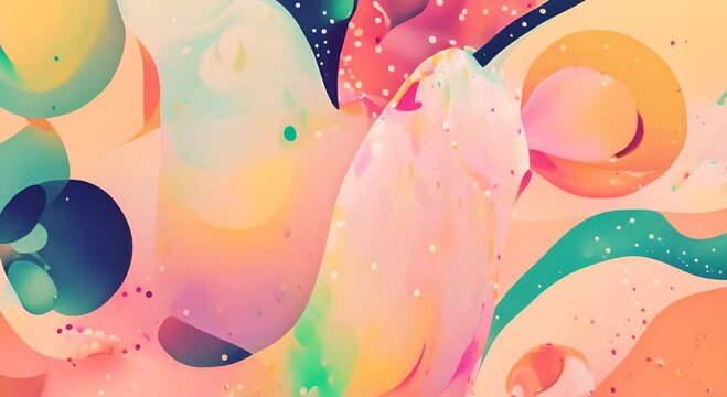 Vintage abstract risograph watercolor colorful flowing shapes pastel halftone geometric grain texture 4K