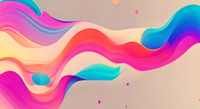 Vintage abstract risograph watercolor colorful flowing shapes pastel halftone geometric grain texture 4K