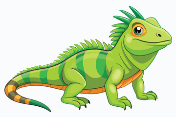 illustration of a green iguana in a semi-realistic cartoon style.