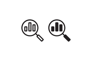Data analysis icon with magnifying glass Vector