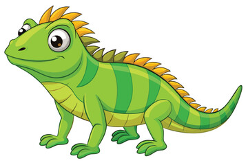 illustration of a green iguana in a semi-realistic cartoon style.