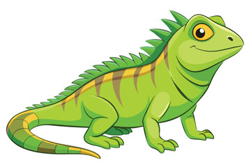 illustration of a green iguana in a semi-realistic cartoon style.