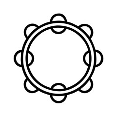 Outline tambourine vector illustration, percussion instrument drawing for music design and art projects
