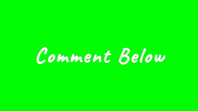 Comment Below text green screen animated video
