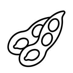 Isolated outline drawing of soybeans in pod vector illustration for food design needs