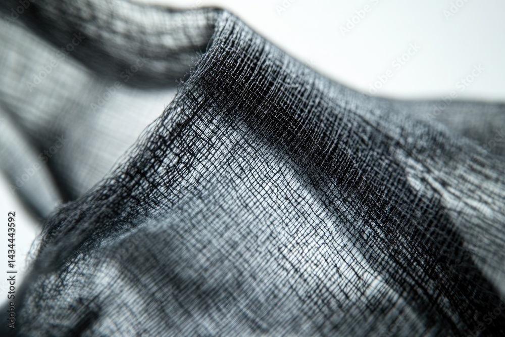 Aufkleber close-up of black, textured fabric with a woven pattern, creating a dramatic and moody aesthetic.