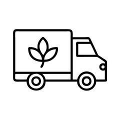 Organic food delivery truck vector icon for healthy food transport and distribution service design