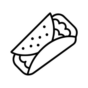 recommend clip art: Delicious burrito vector illustration: mexican food, wrap, tortilla, outline drawing, icon