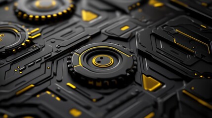 Fototapeta premium Detailed close-up of futuristic technology background with metallic patterns and designs