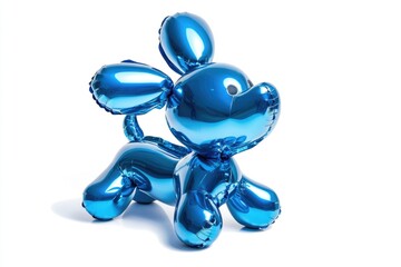 A vibrant blue balloon dog, playfully posed, showcases a joyful and festive atmosphere.