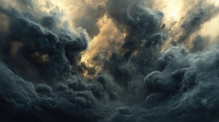 Ominous swirling dark smoke clouds in grey and black for mysterious background design