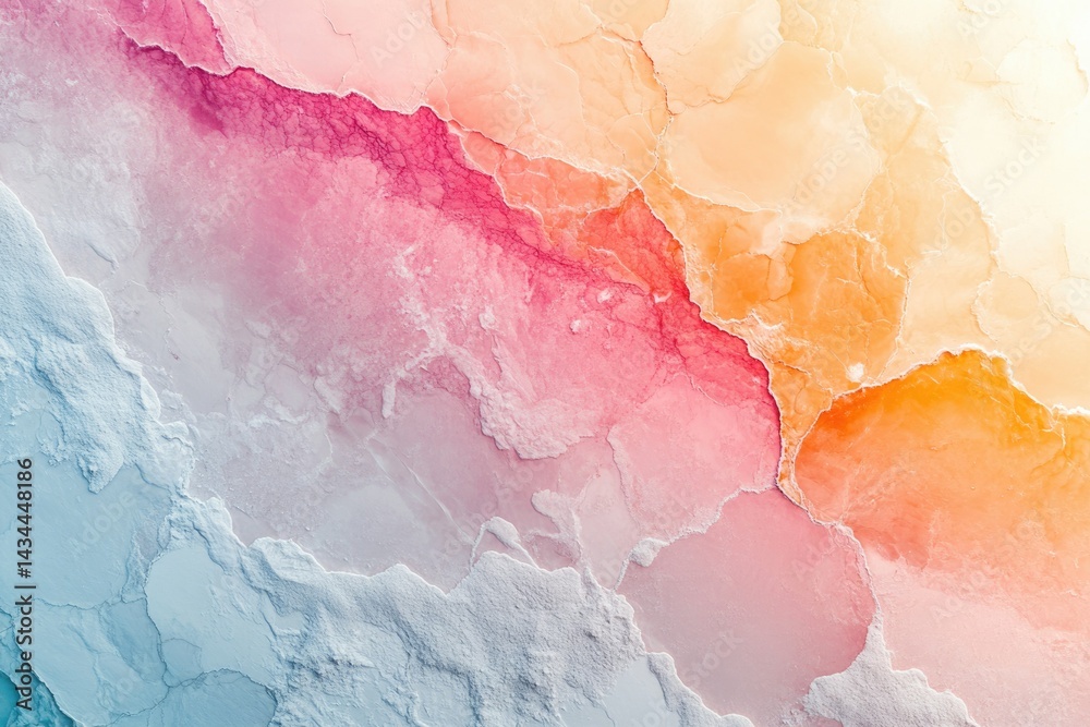 Poster abstract pastel artwork depicting a cracked, textured surface with a gradient of cool and warm color
