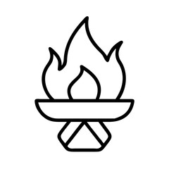 Vector fire flame campfire bonfire torch burning hot heat light danger warm firewood icon symbol