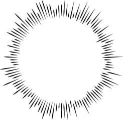 Fototapeta premium Circular shape with a large empty center and irregular rays extending both inside and outside the boundary.