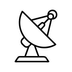 Satellite dish antenna vector icon for communication and technology broadcasting signal illustration