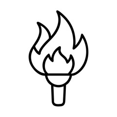 Torch flame fire light burn hot symbol vector illustration design graphic element outline icon