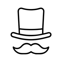 Top hat and mustache vector icon illustration, vintage gentleman symbol, retro fashion element, male style