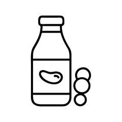 Soy milk bottle vector illustration, dairy free milk alternative, plant based beverage outline icon