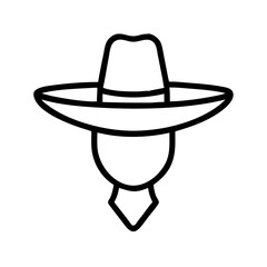Iconic cowboy western hat sheriff texas ranger outback fashion headwear outline drawing vector