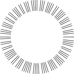 Circular shape with medium rays radiating from the empty center.