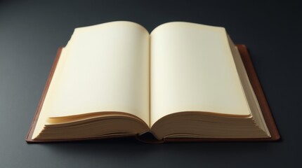 Fototapeta premium Open book with blank white pages on light wooden table, soft daylight, minimal and clean scene.