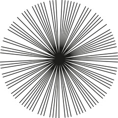 Circular shape with rays radiating outward from the center.