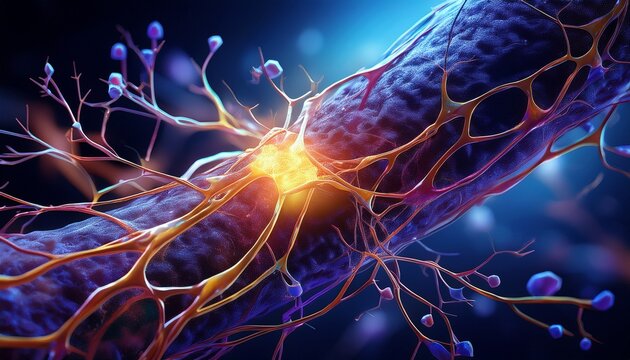 Multiple Sclerosis Disease nerve disorder and damaged myelin or MS autoimmune with healthy nerve with exposed fibre with scarred cell sheath