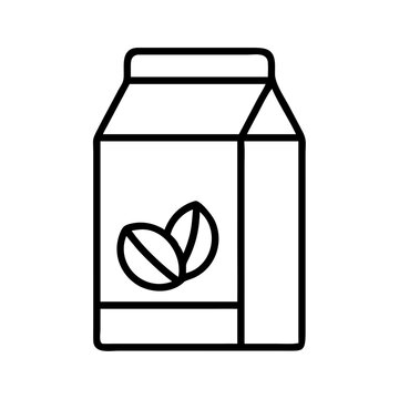 Vector graphic of almond milk carton illustration, dairy free milk alternative concept drawing design