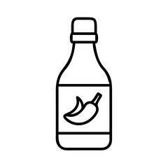 Vector drawing of hot sauce bottle with chili pepper label for condiment and food design needs