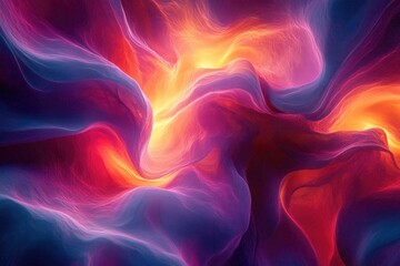 Obraz premium Abstract artwork depicting swirling, vibrant colors of red, orange, purple, and blue, creating a dynamic and ethereal visual effect.