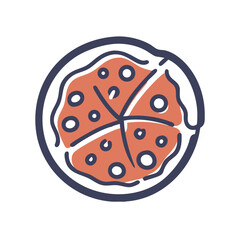 Obraz premium Pizza icon, delicious Italian dish, savory slice illustration on white background