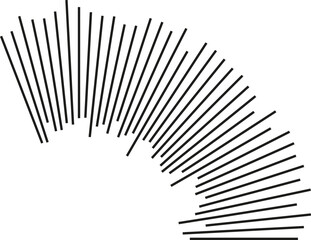 Irregular rays forming a quarter-circumference circle pattern.