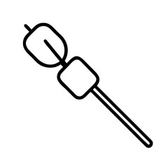 Marshmallow skewer vector icon, campfire treat, sweet dessert, camping food, stick with marshmallow